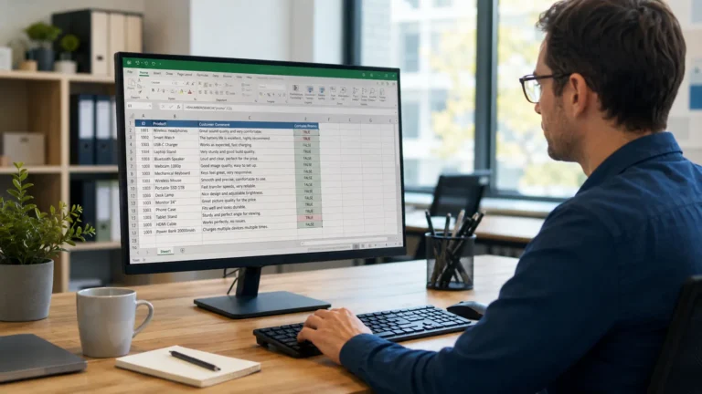 Utilisateur appliquant une formule Excel pour vérifier si une cellule contient un mot ou une partie de texte.