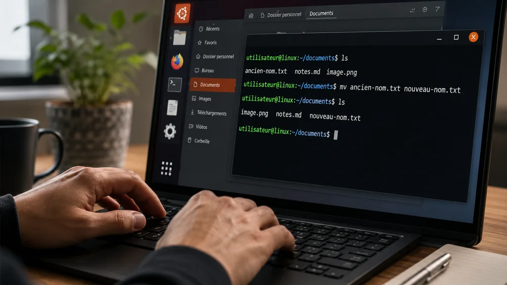 Utilisateur travaillant sur un ordinateur équipé de logiciels Linux
