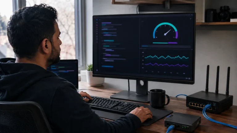 Utilisateur mesurant le débit de sa connexion Internet avec speedtest-cli