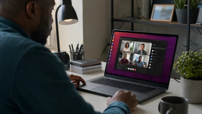 Utilisateur participant à une réunion Microsoft Teams depuis un ordinateur Linux